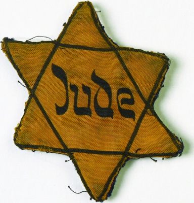 Cloth identity badge Yellow "Jude" star