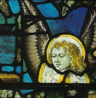 Stained glass Angel head in Stained Glass