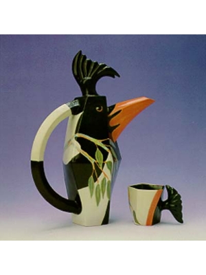 Ceramic White backed magpie coffee set