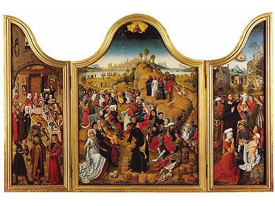 Oil on wood Triptych with the Miracles of Christ