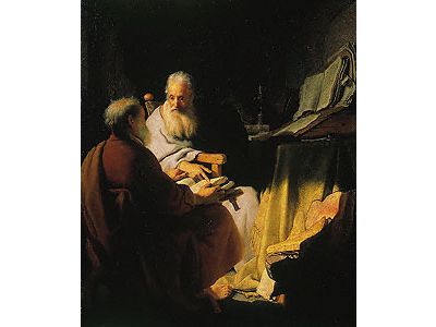 Oil on wood Two Old Men Disputing (Peter and Paul)