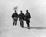 Mawson, MacKay and David at the South Magnetic Pole.